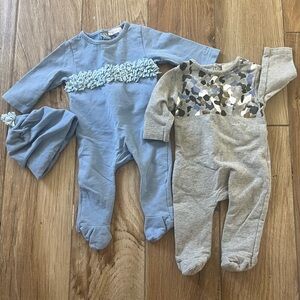 Just clé Blue and Gray Kids 2 One Pieces size 56/0-3 months